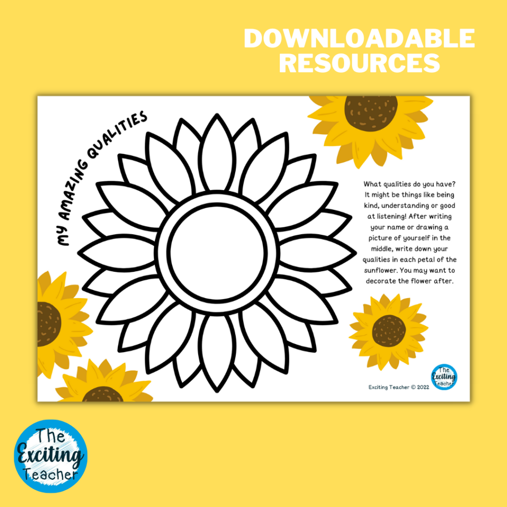 My Amazing Qualities Self-Esteem Worksheet by Exciting Teacher