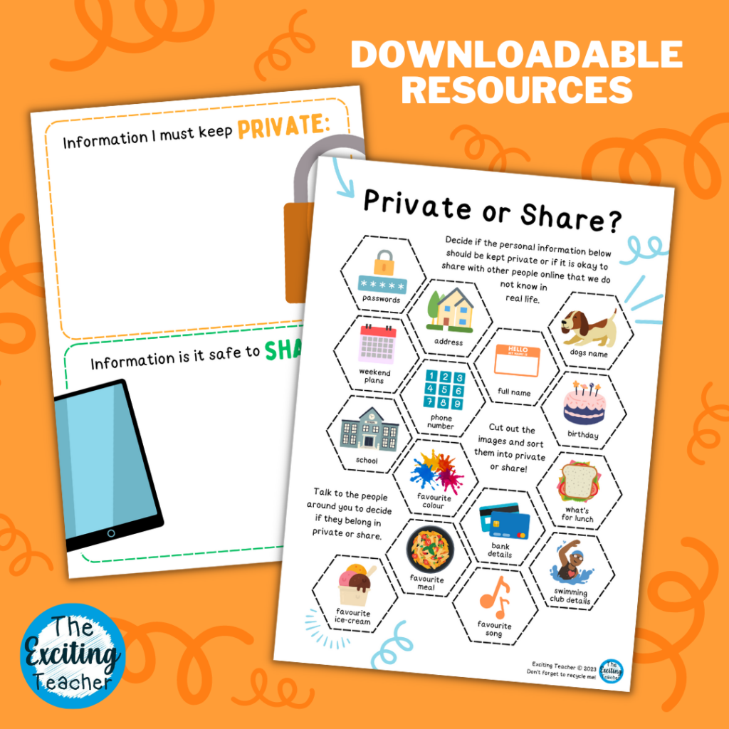 Private or Public Personal Information Sorting Worksheet Internet Safety for Children by Exciting Teacher