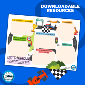 Let's Restart Fresh Start Race Track Conflict Resolution Behaviour Worksheet for Children by Exciting Teacher