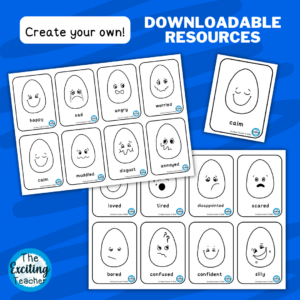 The Emotional Eggs Colouring Blank Version Flashcards Children Emotional Literacy Easter themed Activity by Exciting Teacher