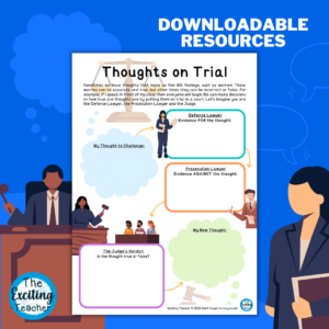 Thoughts on Trial Cognitive Restructuring CBT Worksheet for Children by Exciting Teacher