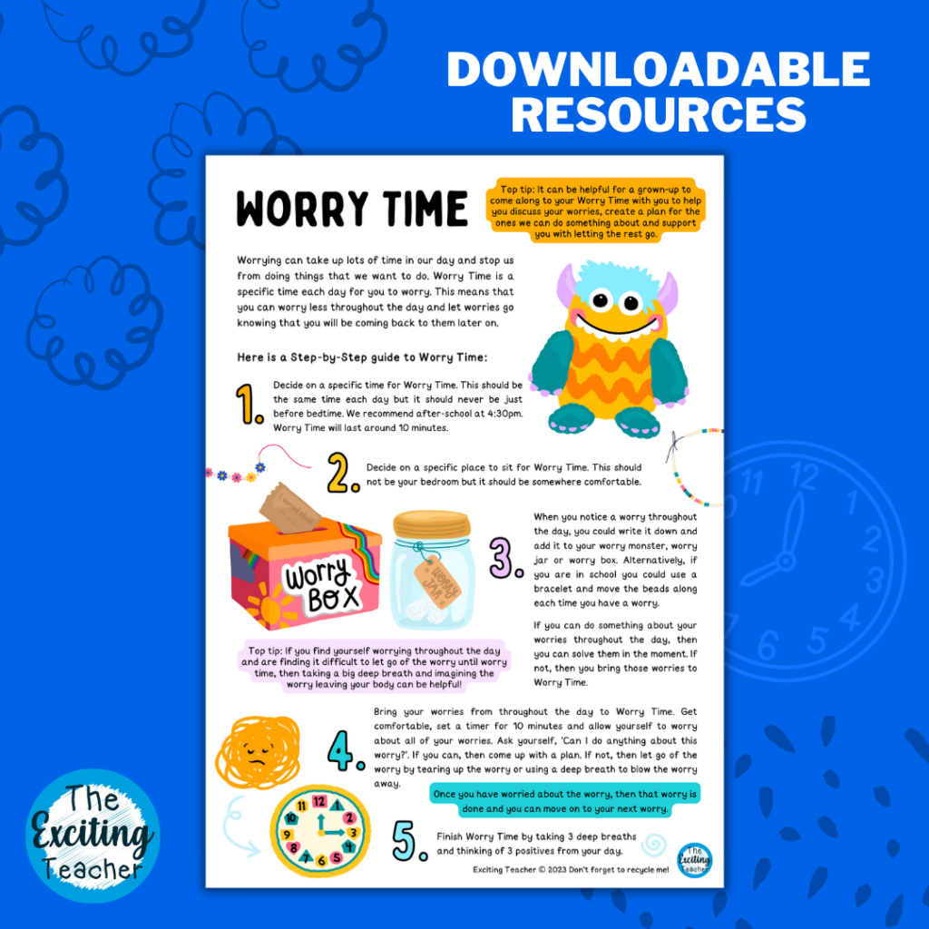 Worry Time Step By Step Guide for Children CBT inspired Resource by Exciting Teacher