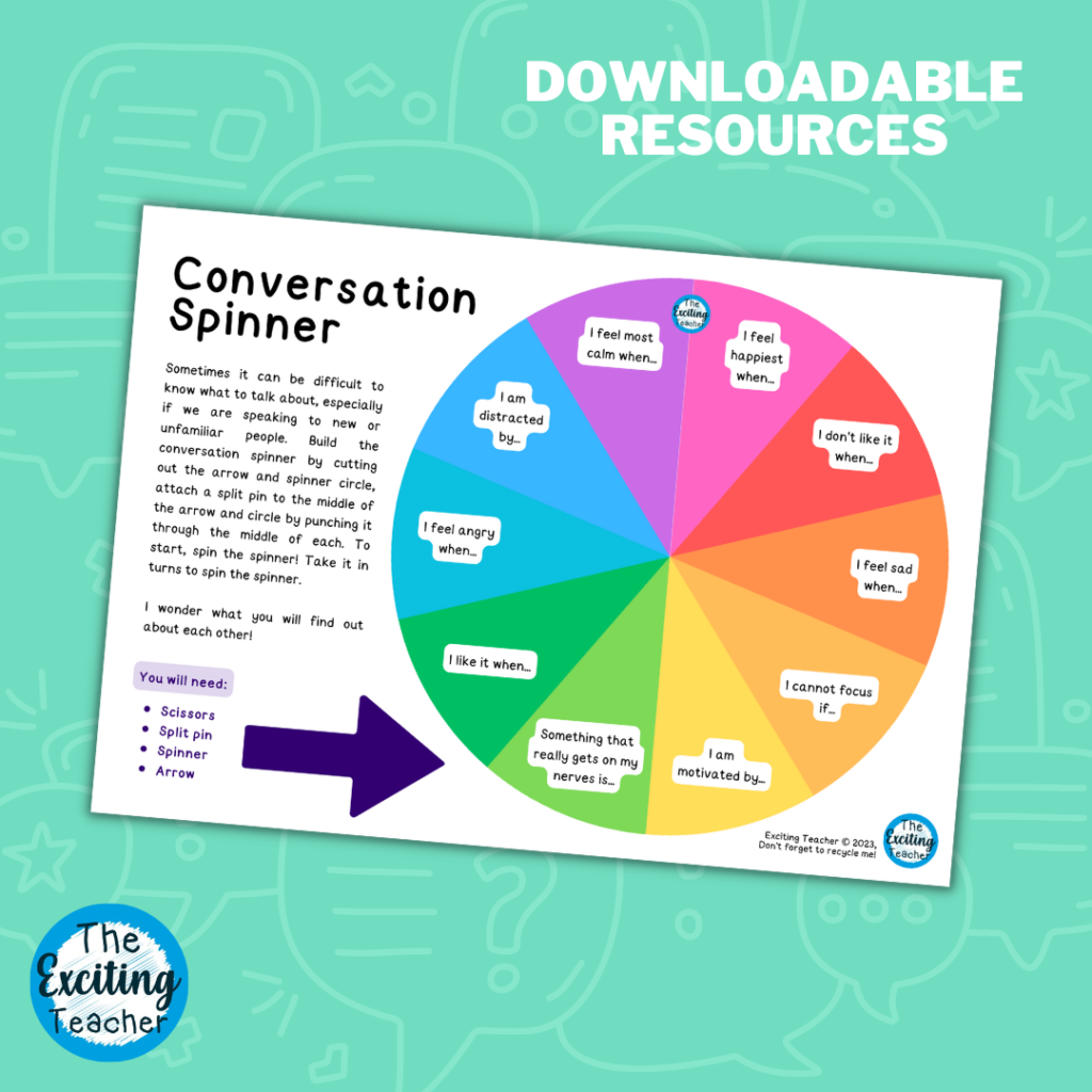 Conversation Spinner Prompting Discussions Conversation Prompts for Children by Exciting Teacher