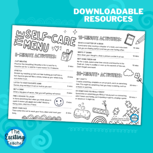 The Self Care Menu Colouring In Version by Exciting Teacher