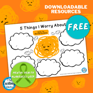 5 Things I Worry About Worksheet featuring Worried Scribble by Exciting Teacher