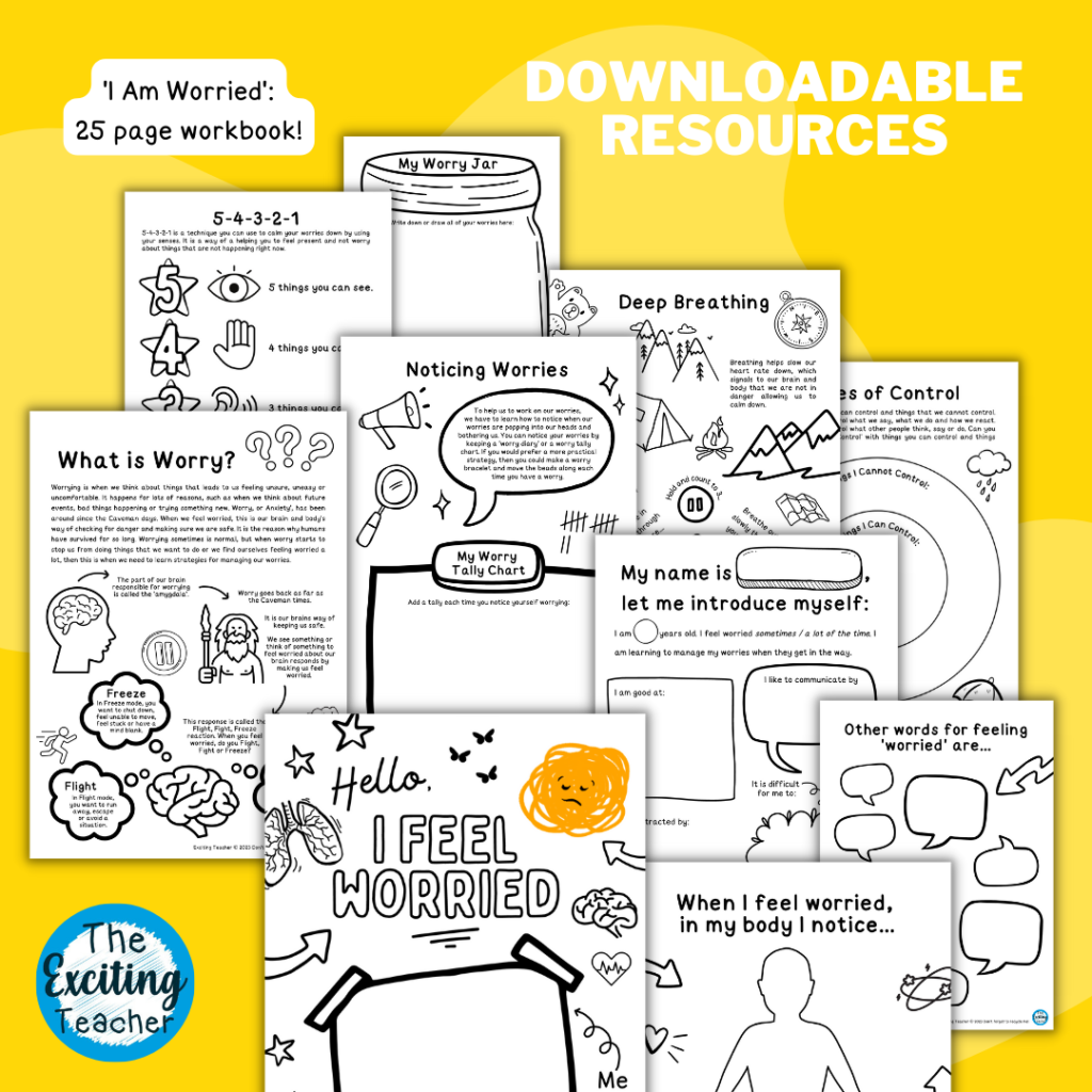 I Feel Worried Worry and Anxiety Themed Workbook by Exciting Teacher
