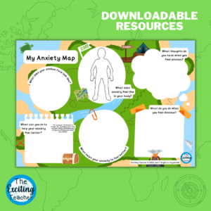 My Anxiety Map for Children CBT Worksheet by Exciting Teacher