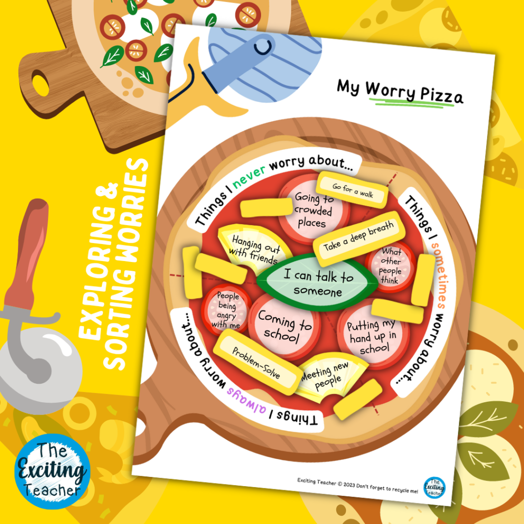 My Worry Pizza Sorting Worries Activity for Children by Exciting Teacher
