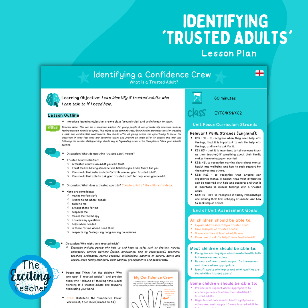 Identifying a Confidence Crew Trusted Adults Lesson Plan 1 England by Exciting Teacher