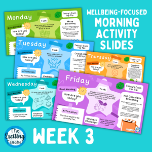 Week 3 Emotional Literacy and Wellbeing Focused Morning Activity Slides for Primary Children by Exciting Teacher