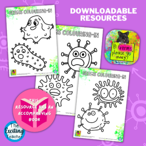 Germs Colouring-In by Exciting Teacher Hi Germs Please Go Away
