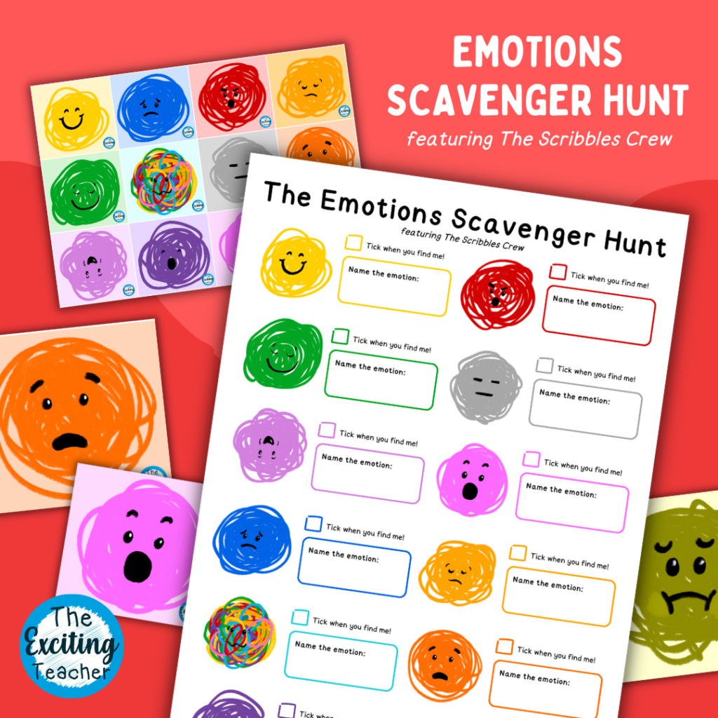 The Scribbles Crew Emotions Feelings Scavenger Hunt by Exciting Teacher