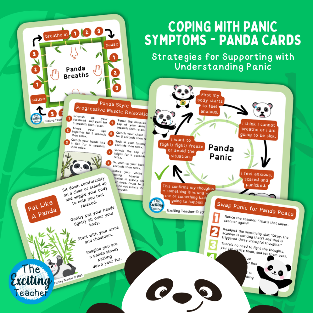 Panic Panda Cards for Supporting with Symptoms of Panic in Children by Exciting Teacher