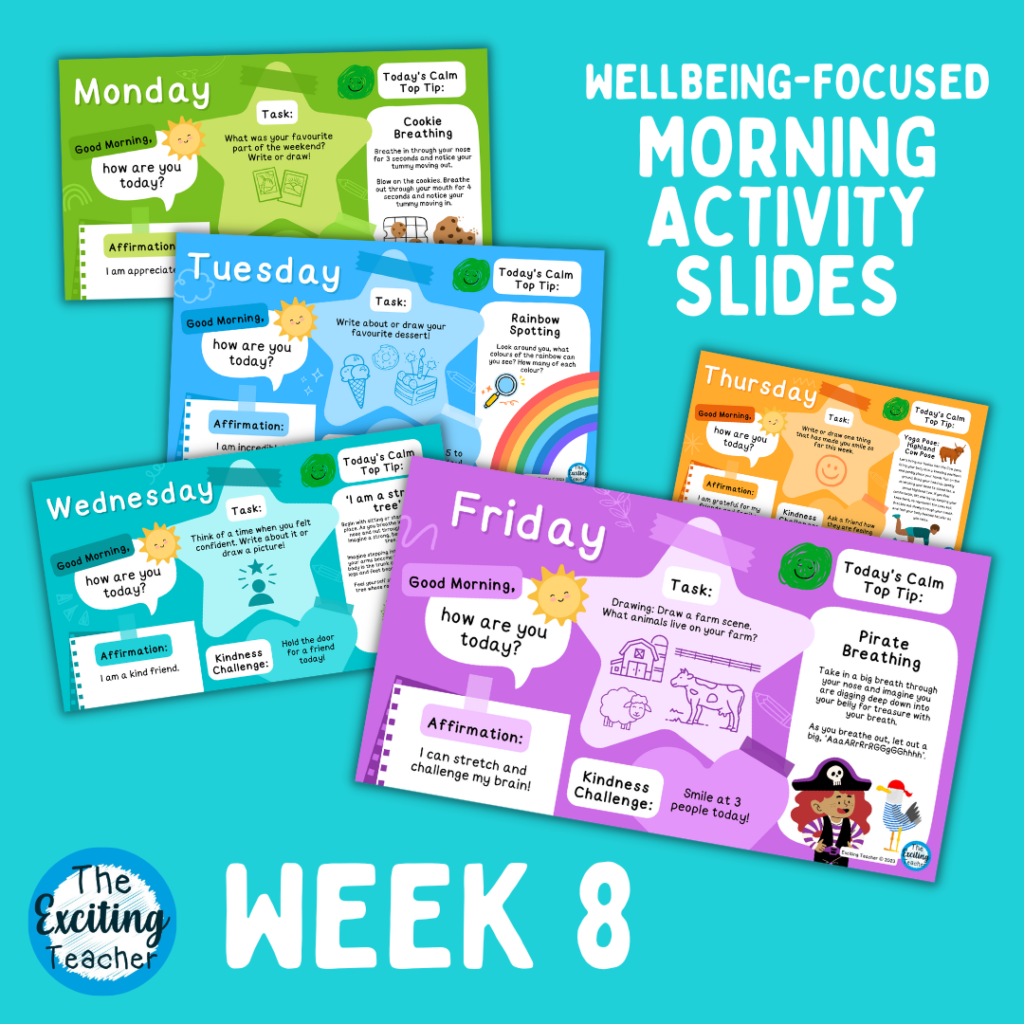 Week 8 Emotional Literacy and Wellbeing Focused Morning Activity Slides for Primary Children by Exciting Teacher