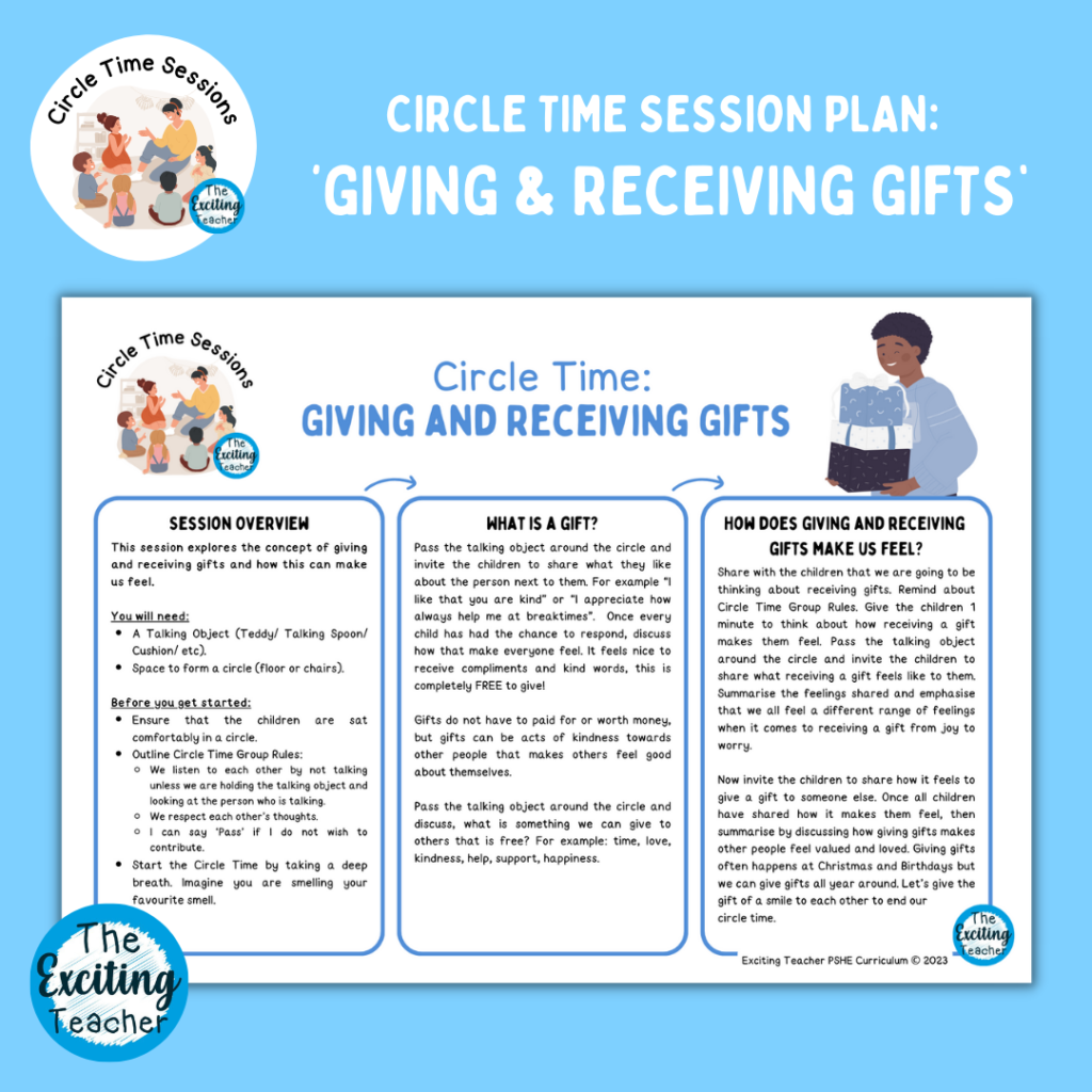 Giving and Receiving Gifts Circle Time Sessions Plans Christmas Edition by Exciting Teacher