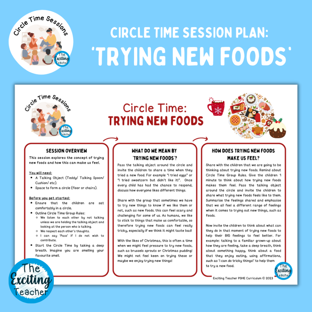 Trying New Foods Circle Time Sessions Plans Christmas Edition by Exciting Teacher
