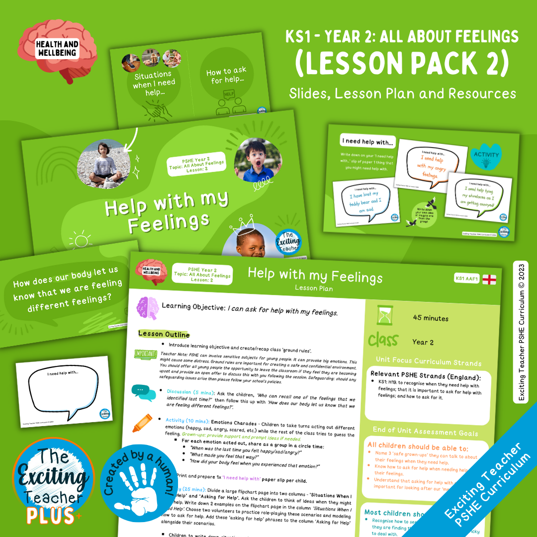 KS1 - Year 2: All About Feelings 'Help With My Feelings' (Lesson 2) - Exciting Teacher PSHE Curriculum 2023 Resources