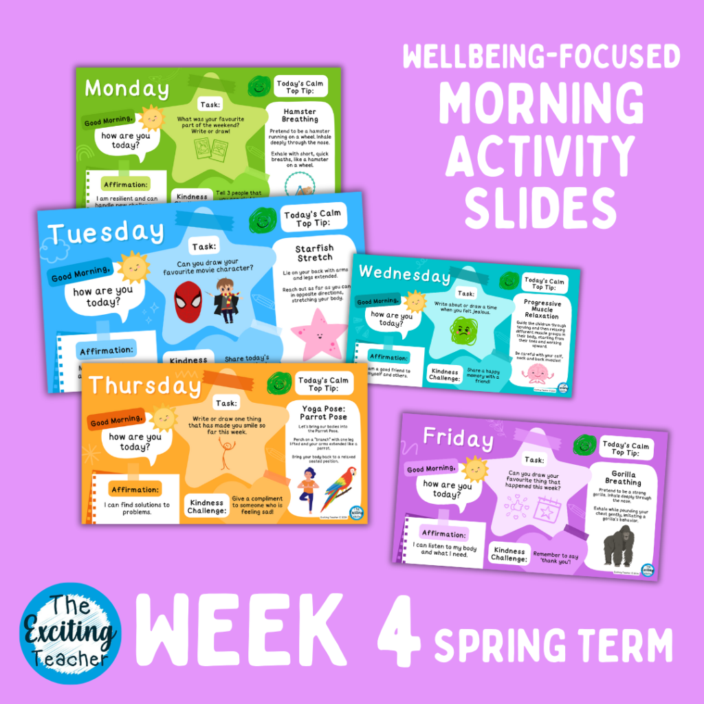 Week 4 Spring Term Emotional Literacy and Wellbeing Focused Morning Activity Slides for Primary Children by Exciting Teacher