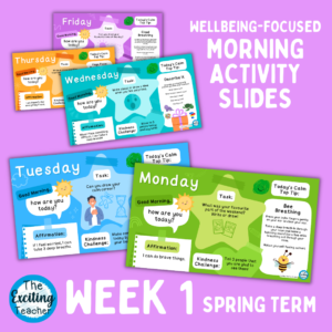 Week 1 Spring Term Emotional Literacy and Wellbeing Focused Morning Activity Slides for Primary Children by Exciting Teacher