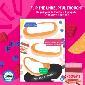 Flip the Unhelpful Thought into a Helpful Thought Pancake Day Themed Activity CBT Resource by Exciting Teacher