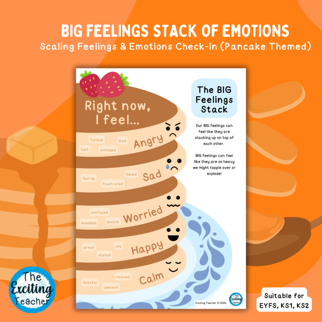 The BIG Feelings Stack of Pancakes Scaling Emotions and Feelings Activity by Exciting Teacher