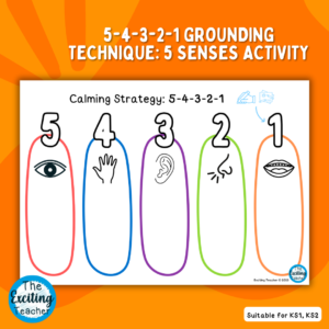 Calming Strategy 5-4-3-2-1 Write or Draw Worksheet by Exciting Teacher