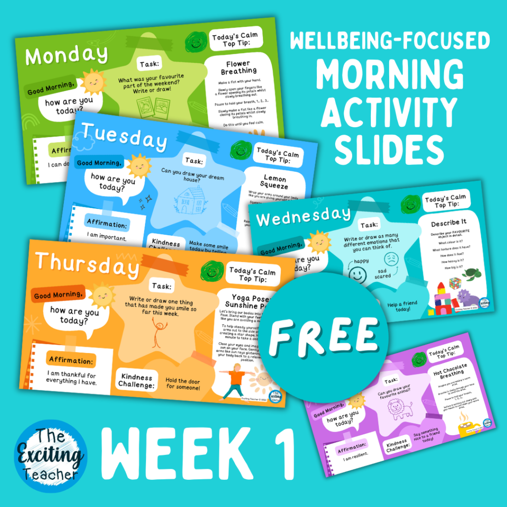Week 1 Emotional Literacy and Wellbeing Focused Morning Activity Slides for Primary Children by Exciting Teacher