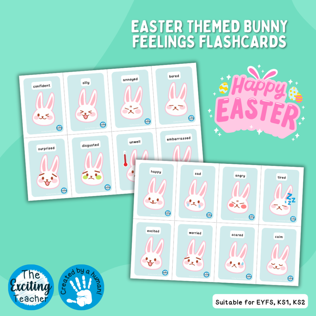 Bunny Rabbit Big Emotions Flashcards by Exciting Teacher
