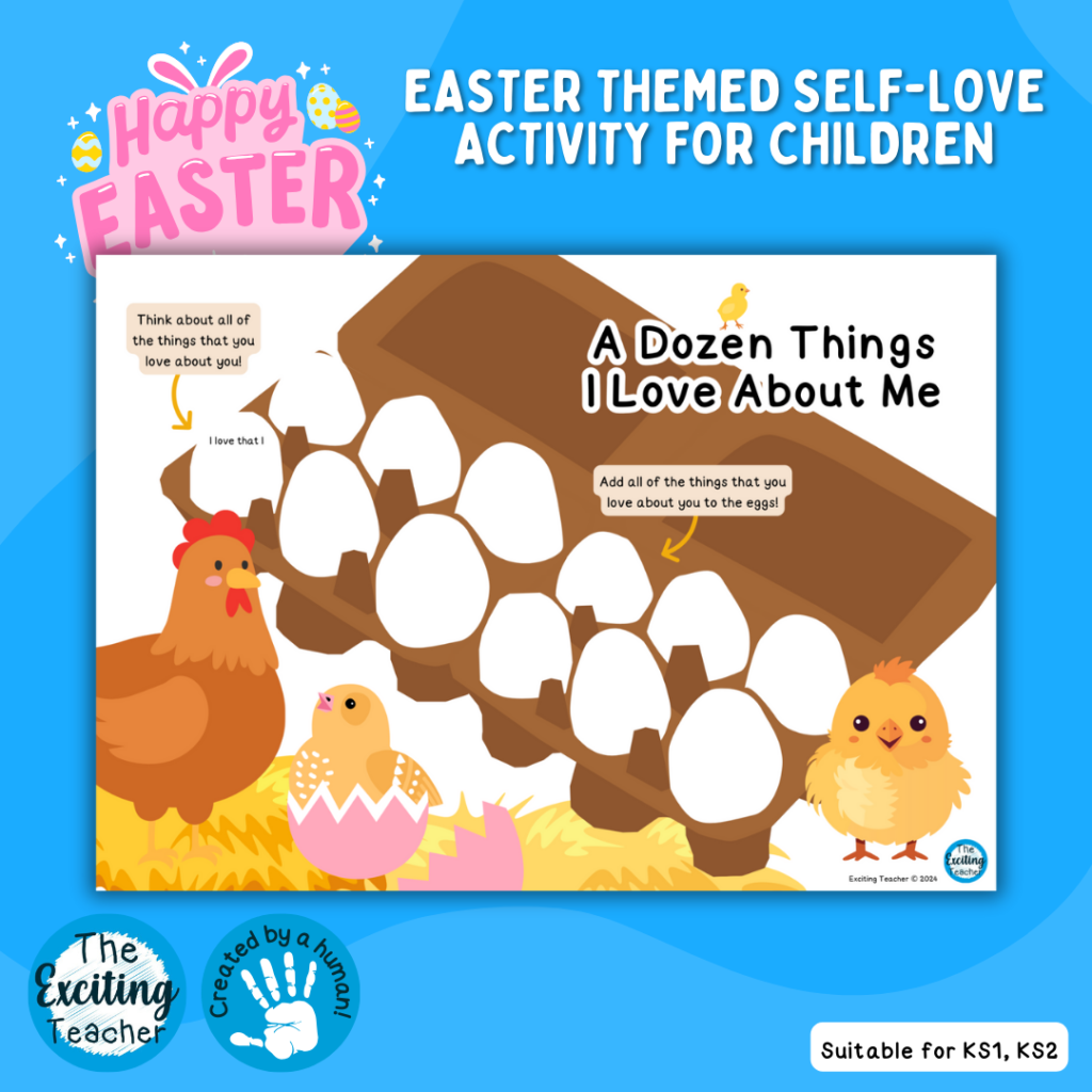 A Dozens Things I Love About Me Self-Love Easter Themed Activity for Children by Exciting Teacher