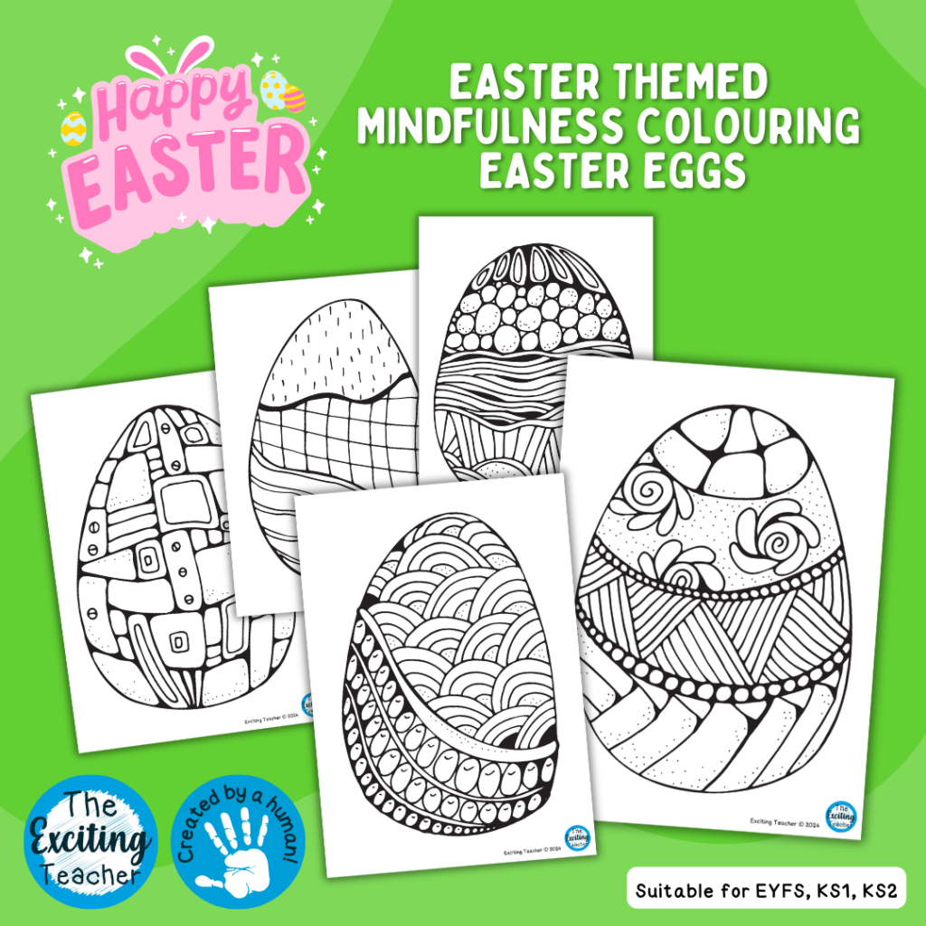 Zen-Tangle Mindfulness Doodling and Colouring In Easter Eggs by Exciting Teacher