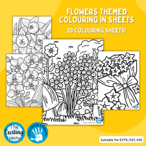 Flowers Themed Colouring In Sheets for Children by Exciting Teacher