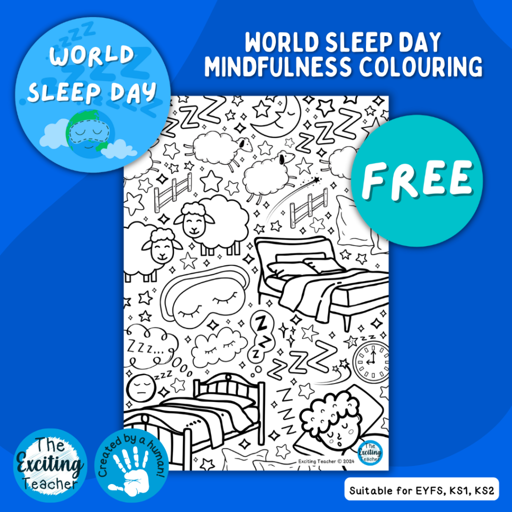 World Sleep Day Mindfulness Colouring In Sheet by Exciting Teacher