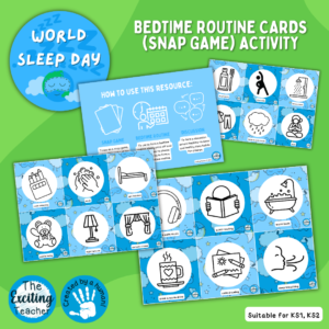 Calming Bedtime Routine Cards and Snap Game World Sleep Day by Exciting Teacher