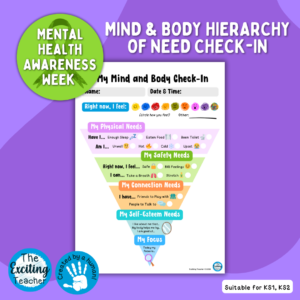 My Mind and Body Check-In using Hierarchy of Need by Exciting Teacher 2024