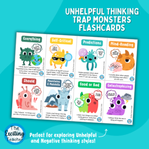 Unhelpful Thinking Trap Monsters Flashcards by Exciting Teacher