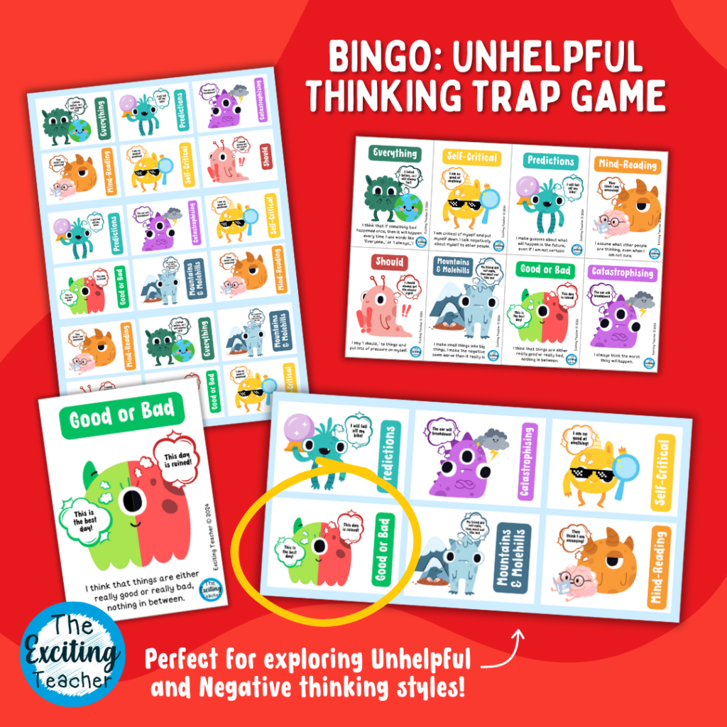 Unhelpful Thinking Trap Bingo Activity by Exciting Teacher