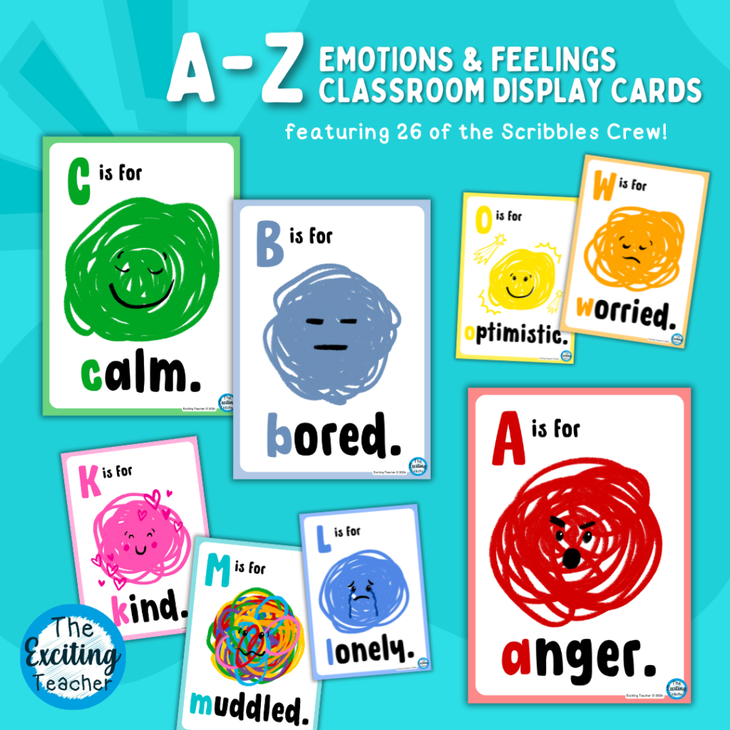 A-Z Emotions and Feelings Classroom Display Banner by Exciting Teacher 2024