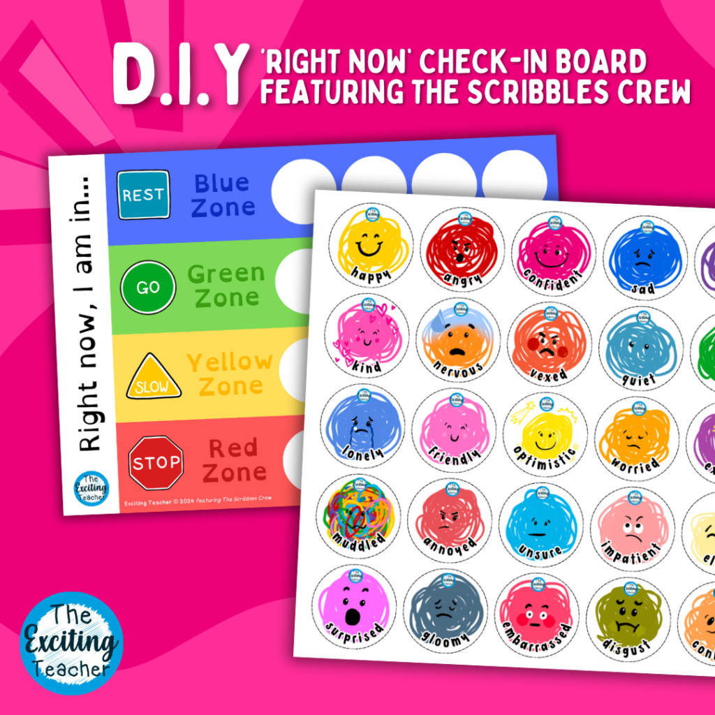 D.I.Y Scribbles Crew Zones Feelings Check-In Board by Exciting Teacher and Scribbles Crew 2024