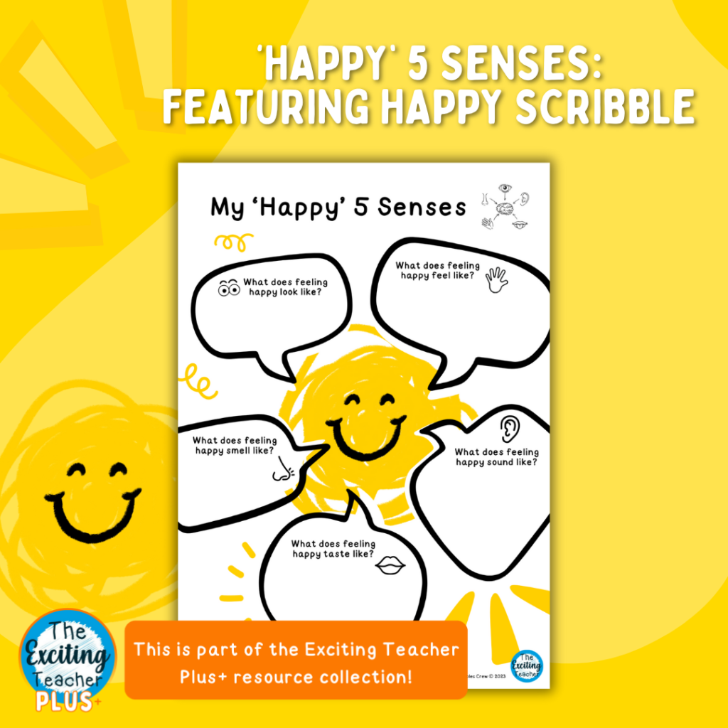 My Happy 5 Senses Happy Scribble Worksheet by Exciting Teacher