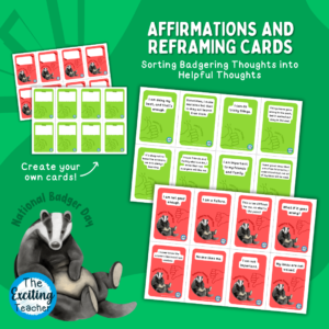 Affirmation and Reframing Cards Turn Your Badgering Thoughts into Helpful Thoughts Flashcards by Exciting Teacher