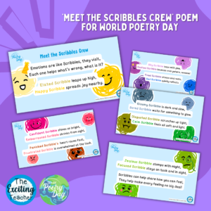 Meet The Scribbles Crew Poem by Exciting Teacher Featuring the Scribbles Crew 2024